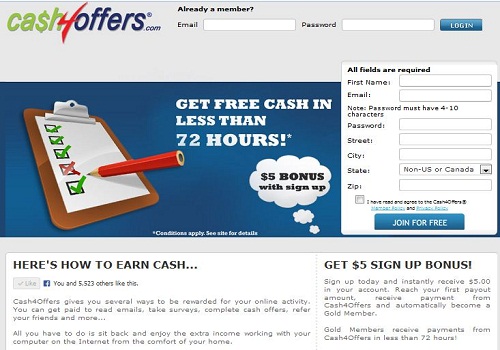 make money online with Cash4offers.com by playing games,reading emails,take surveys