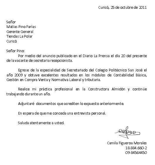 Camilafigueroamorales: correspondencia laboral