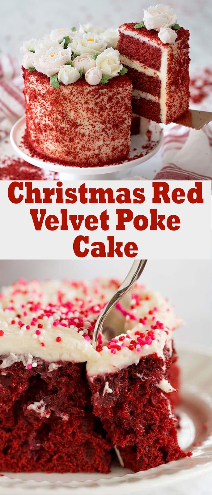 Christmas Red Velvet Poke Cake Recipe - Me Tasty