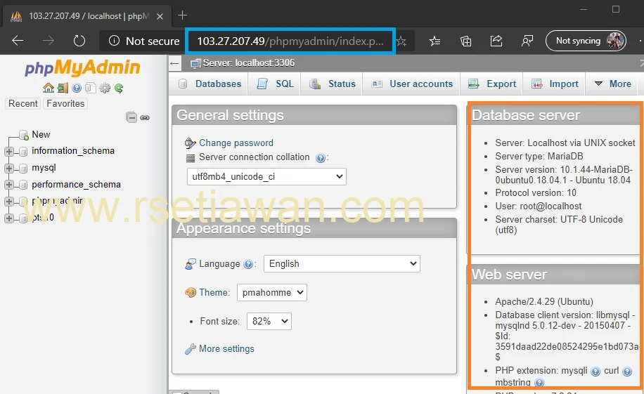 menguji login ke phpmyadmin