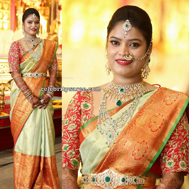 Bride in Pastel Color Saree