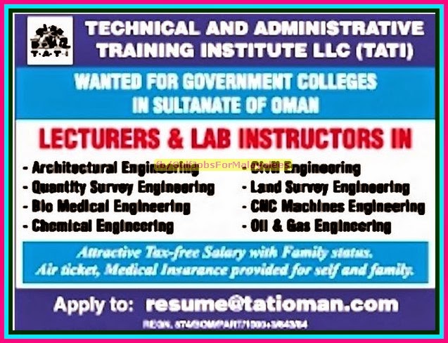 Oman Govt College Job Vacancies