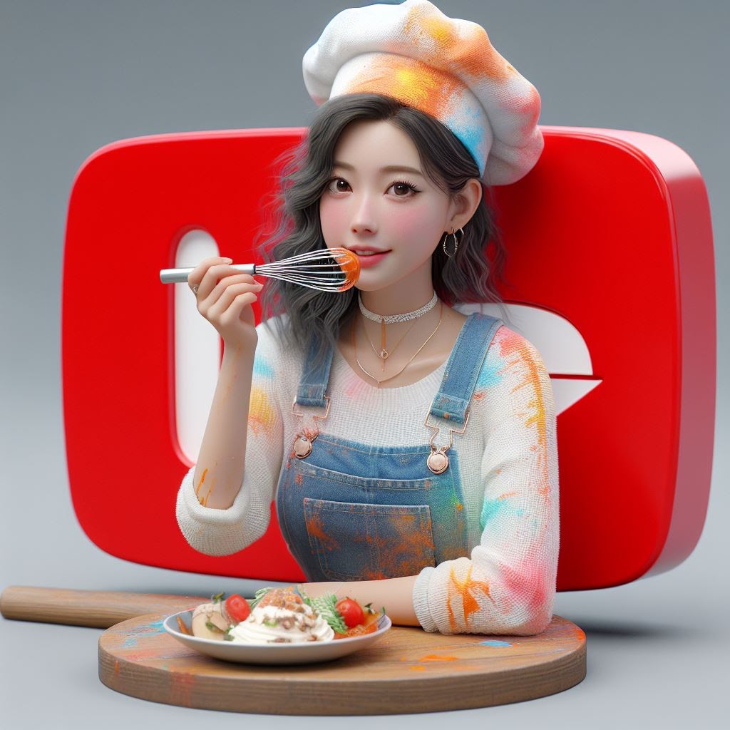 3d girl eating food