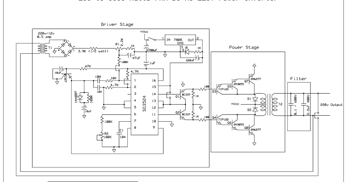  Skema Rangkaian Inverter 5000 watt dengan Gambar