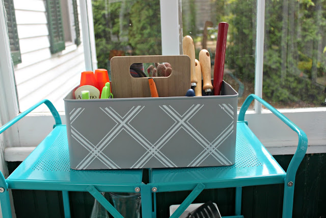 Papered House_mudroom makeover gray caddy