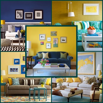 18 Ide Desain  Ruang  Tamu  Biru  dan Kuning yang Menawan