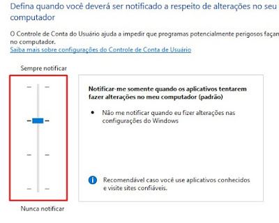 Alerta do Controle de Conta de Usuário