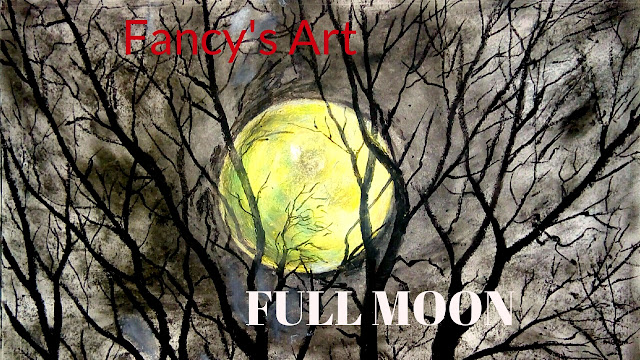 Easy Draw Scenery of moonlight with Oil Pastel Step by Step -How to Draw -Full Moon Drawing