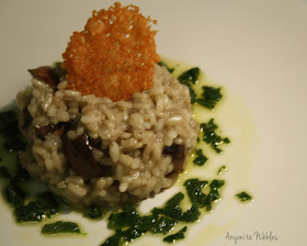 Portabello Risotto with Sage Drssing & Parmesan Crisp