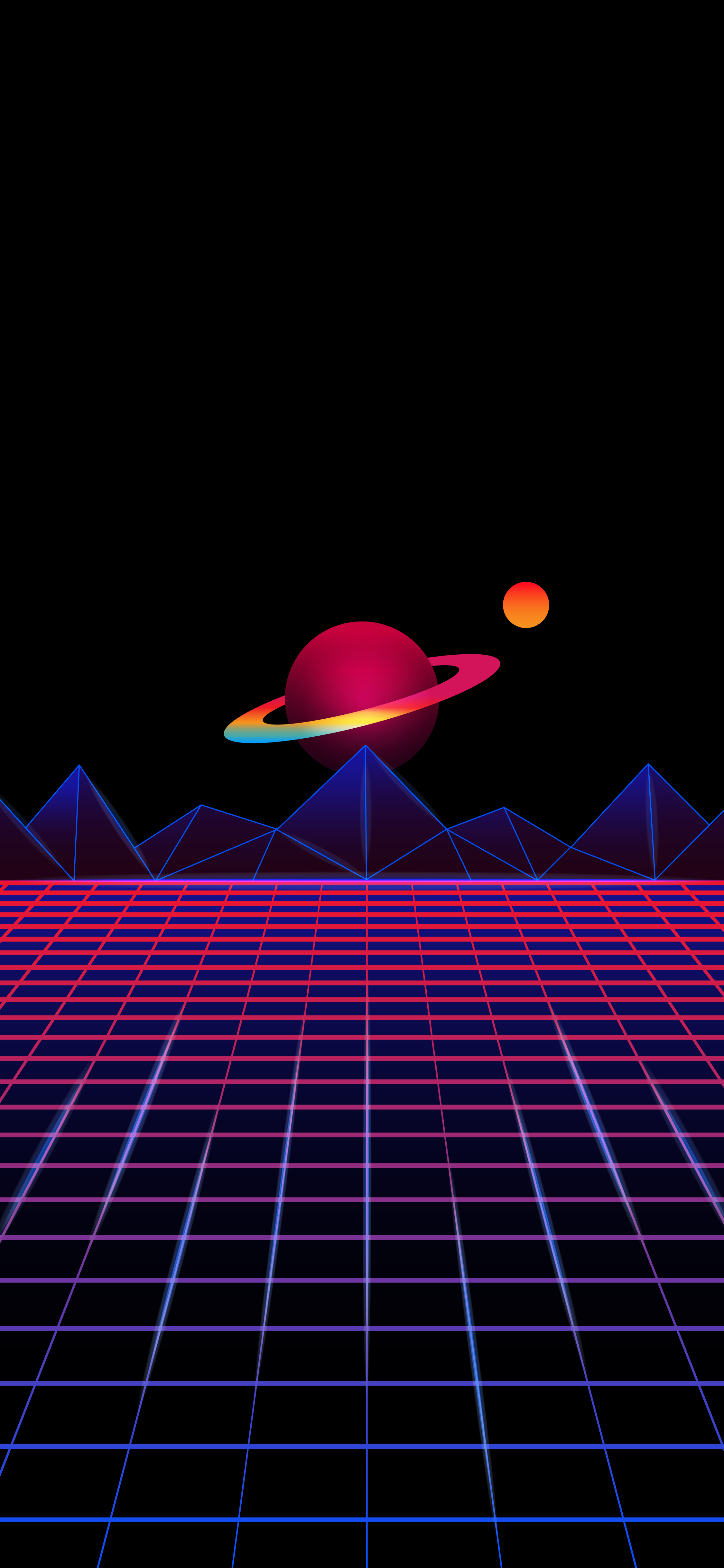 OLED Wallpaper iPhone 4K - Saturn Synth Wave Style
