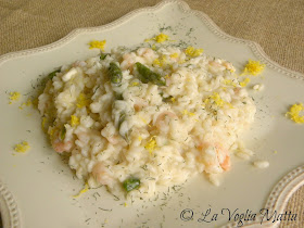 risotto con gamberetti, asparagi e feta