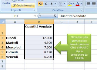 Excel selezionare celle, colonne e aree del Foglio di lavoro | Selezionare righe e colonne