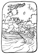 Coloriage du mercredi : Fabienne, Céline et Julie vont en bateau ! (coloriage barque)
