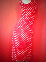 red dress with white dots