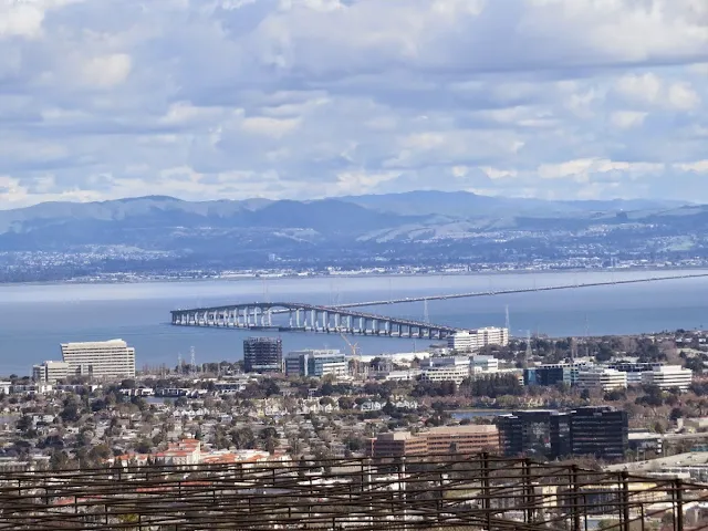 View of the San Mateo Bridge from the San Mateo Farmers Market