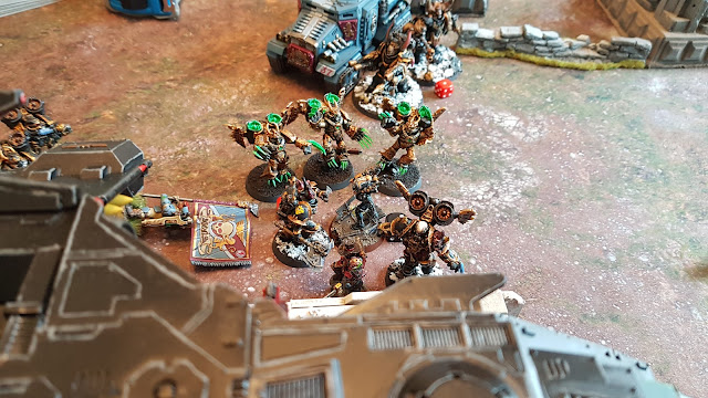 Warhammer 40k battle report - 2000 points - Primaris Vanguard, Militarum Tempestus, Grey Knights and Assassins vs Black Legion and Nurgle Daemons.