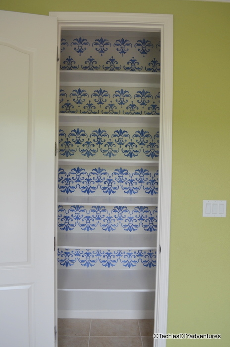 Stenciling Kitchen Pantry