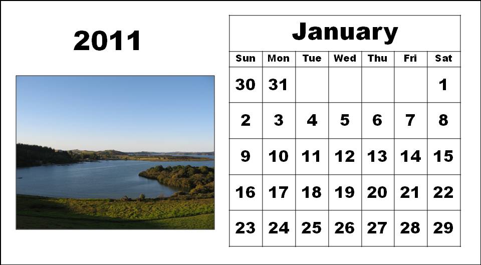 Calendar 2011 January with 2011