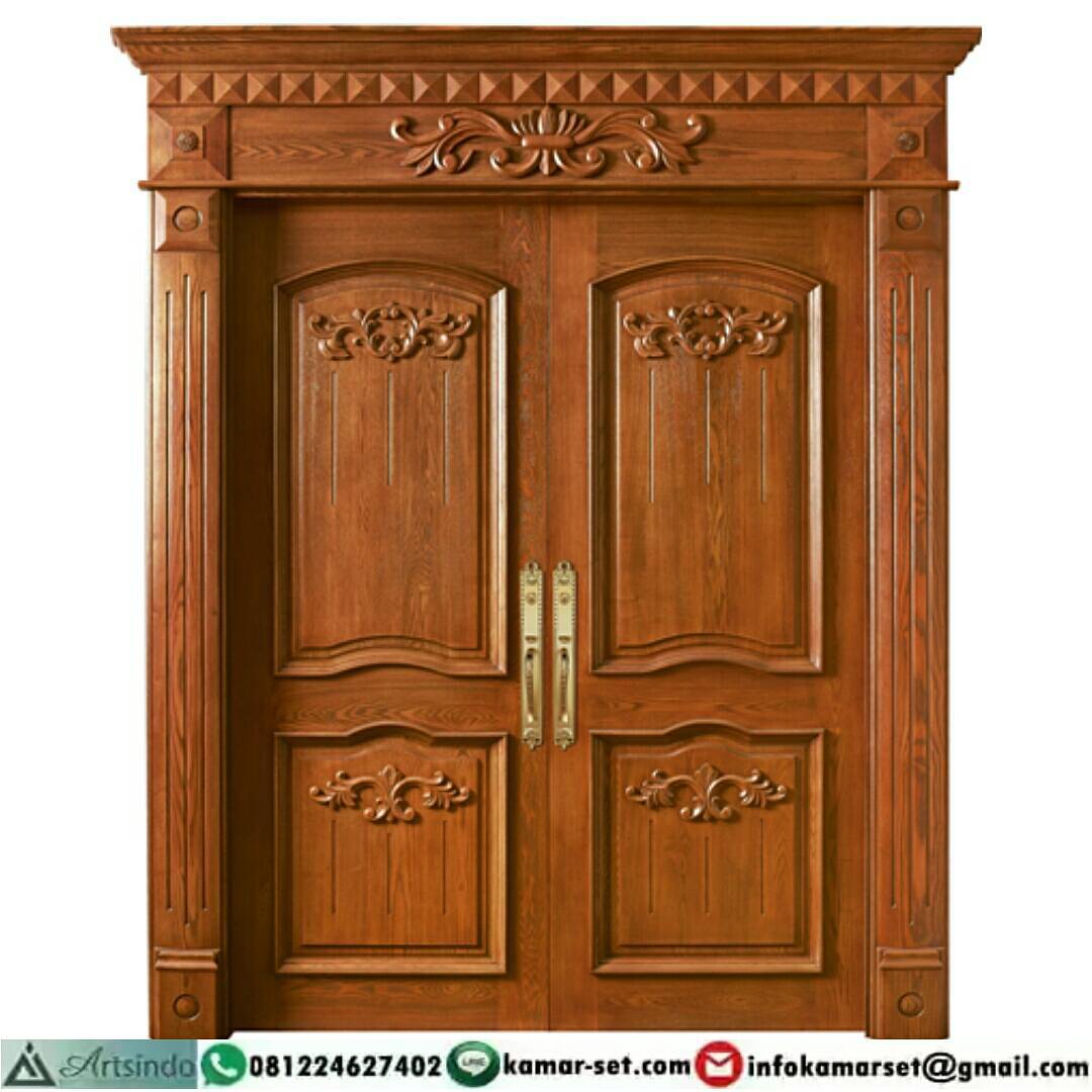 Model Pintu  2 Daun Yang Unik  Pintu  Rumah Warna Coklat 