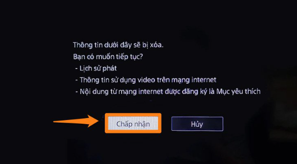 Lỗi tivi Sony không vào được Youtube