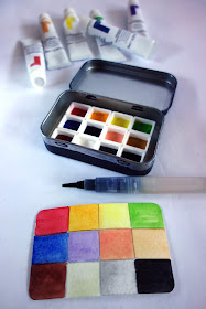 Watercolor half pans, pans for watercolor paint, plastic cubes for paint, watercolor paint, gouache paint, paint swatch