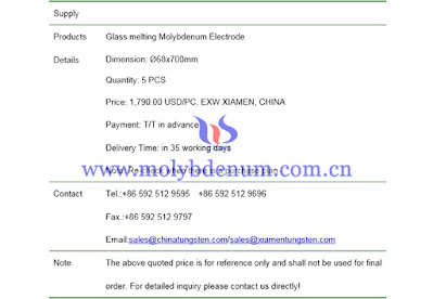 glass melting molybdenum electrode latest price photo