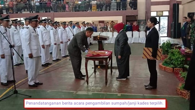 Bupati Gunungkidul Ambil Sumpah/Janji 55 Kades Terpilih Hasil Pilkades Serentak 2019  