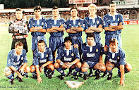 REAL MADRID C. F. - Madrid, España - Temporada 1993-94 - Buyo, Michel, Luis Enrique, Alcorta, Prosinecki y Fernando Hierro; Butragueño, Paco Llorente, Zamorano, Sanchís y Martín Vázquez - ALBACETE BALOMPIÉ 0 REAL MADRID 1 (Alfonso) - 06/08/1993 - Partido amistoso, II Trofeo Castilla La Mancha - Albacete, estadio Carlos Belmonte - El Real Madrid se adjudica el Trofeo