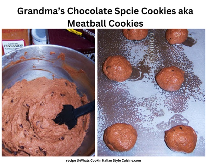 collage of chocolate meatballs cookie dough
