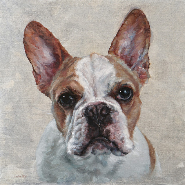 Sir Butters, French Bulldog Portrait, Custom Frenchie Dog Painting Pet Portrait, Dog Art Oil Painting by Heather Lenefsky