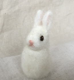 White wool bunny finger puppet