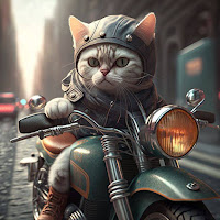 Gatos motociclistas en imágenes hechas por la IA