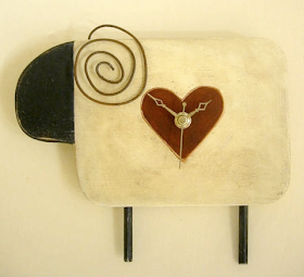 sheep clock with heart