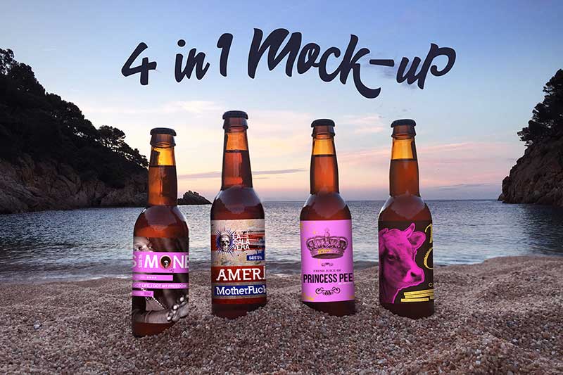 4 in 1 Beer Mockup