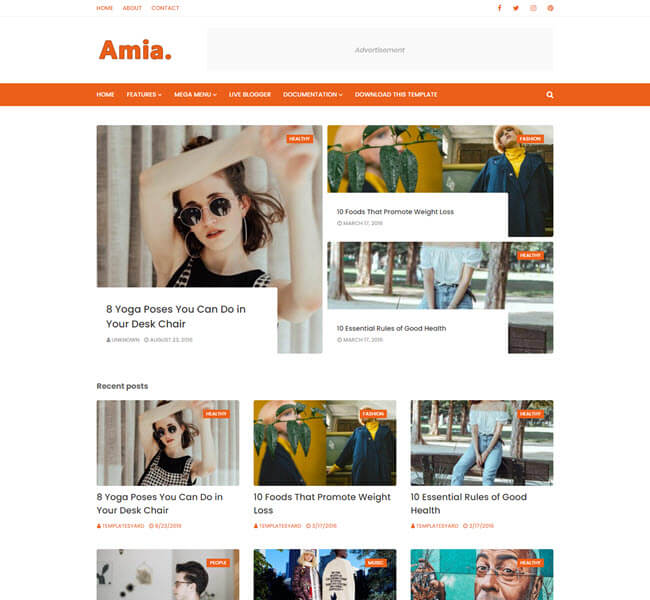 amia simple free blogger templates