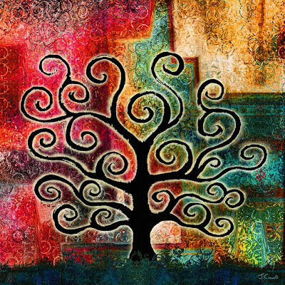 abstract art on canvas tree of life