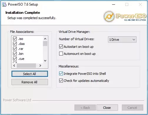 Select all File Associations and close it