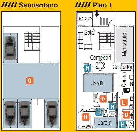 PLANOS PARA EDIFICIO CON GARAJES EN SEMISOTANO by planosdecasas10.blogspot.com