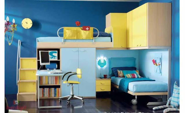 Kamar Tidur Anak Perempuan Minimalis Warna Biru