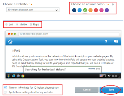 how to customize ads in infolinks infold