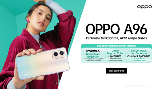 Garis daya tarik OPPO A96 yang mewarisi karakteristik seri Reno