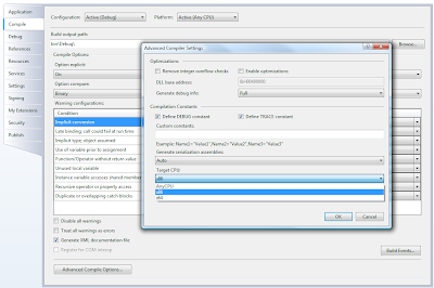 Windows 7 Visual Studio 2008 Project Settings Target CPU