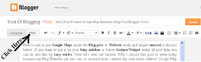 Add  Put  Embed Google Map Between Blog Post Blogger Tricks 2