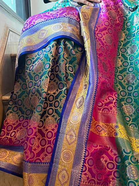 Khimkhaab Kaleidoscope: The Mesmerizing Multicolour Zari Saree