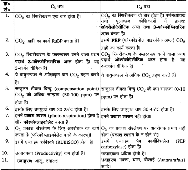 Solutions Class 11 जीव विज्ञान Chapter-13 (उच्च पादपों में प्रकाश-संश्लेषण)