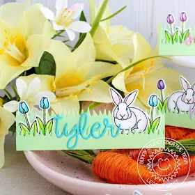 Sunny Studio Stamps: Spring Greetings Sunny Sentiments Loopy Letters Easter Place Cards by Leanne West