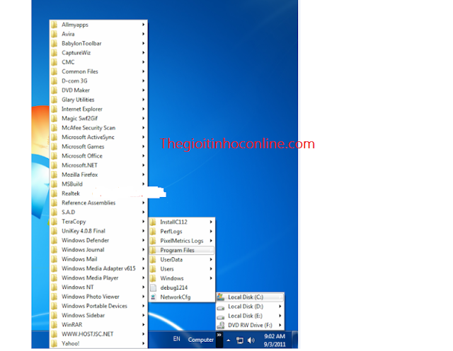 THÊM FOLDER COMPUTER VÀO TASKBAR TRONG WINDOW 7