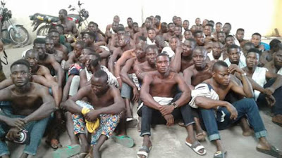 Photos: 76 miscreants and hoodlums including a notorious cult leader arrested in midnight raid in Lagos