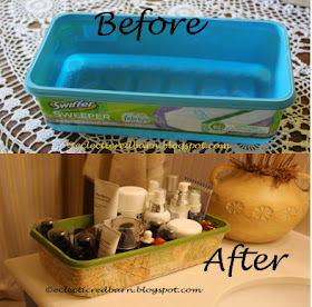 Eclectic Red Barn: Before and after decorated Swiffer container